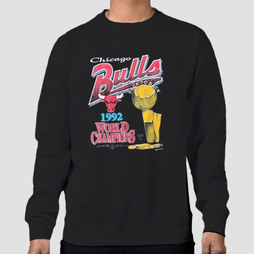 Sweatshirt Black Vintage 1992 Back to Back Chicago Bulls
