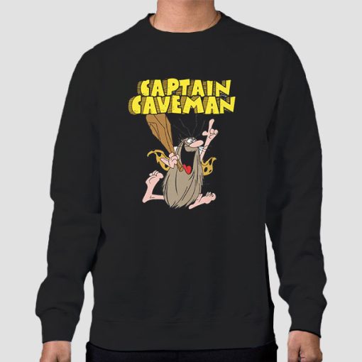 Sweatshirt Black Vintage Captain Caveman Cartoon