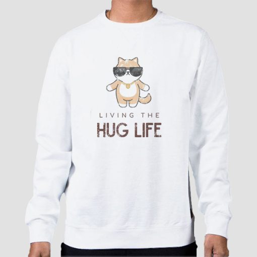 Sweatshirt White Cool Cat Living the Hug Life