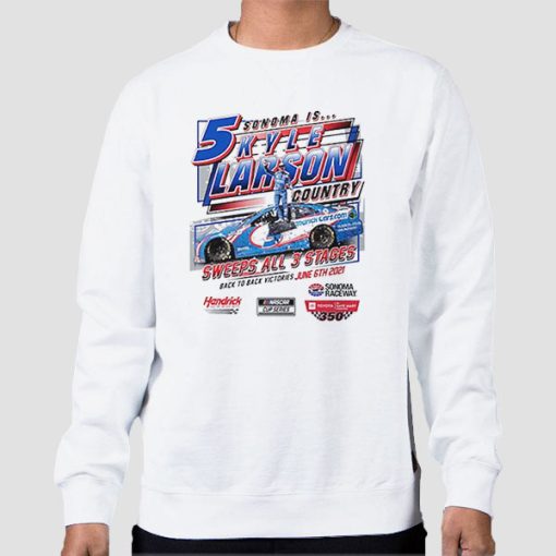 Sweatshirt White Inspired 350 Race Win Kyle Larson Merch