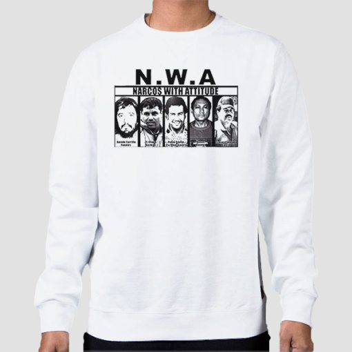 Sweatshirt White Vintage NWA Attitude Narcos