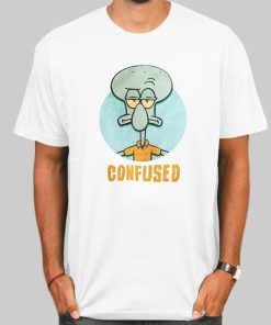 T Shirt White Inpsired Confused Squidward