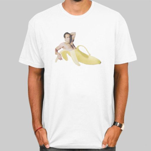 T Shirt White Parody Banana Nicholas Cage