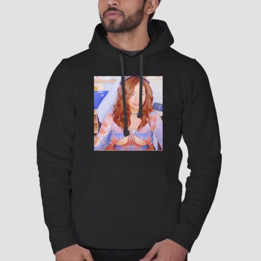 Hoodie Black Pokimane Open Shirt Accident Funny Sexy