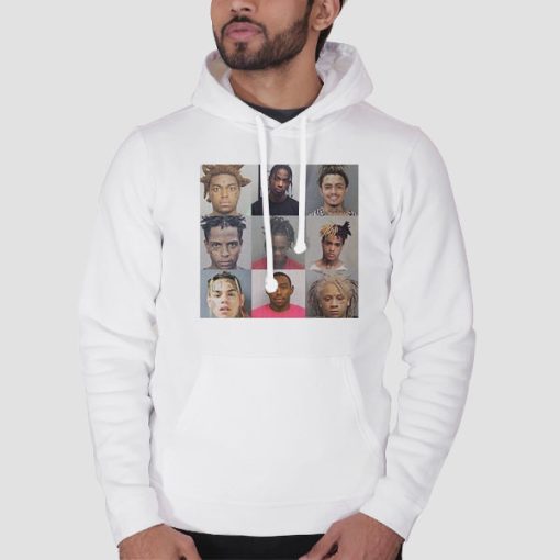 Hoodie White Rappers Mugshots Merch Graphic