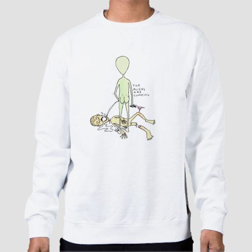 Sweatshirt White Funny Parody Aliens Are Cumming