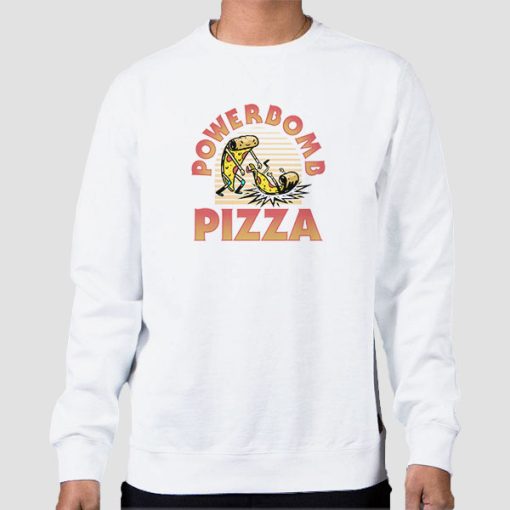 Sweatshirt White Powerbomb Pizza Graphic Print Back