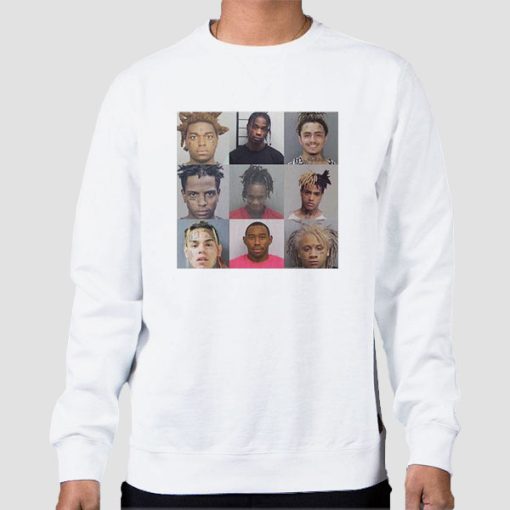 Sweatshirt White Rappers Mugshots Merch Graphic