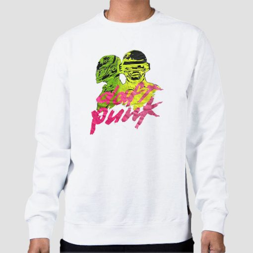 Sweatshirt White Vintage Band Daft Punk