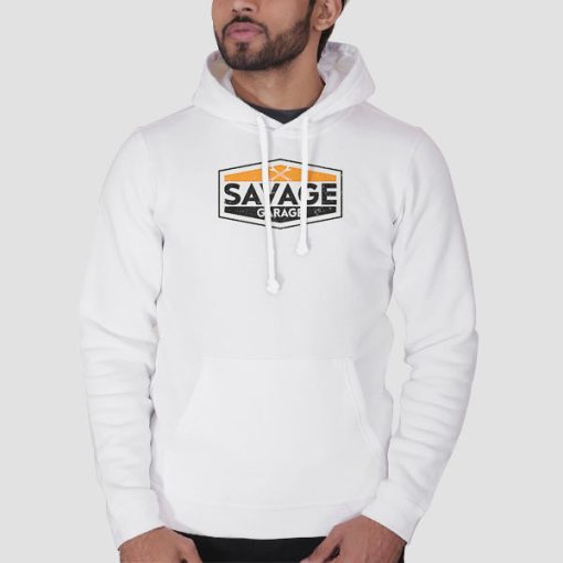 Hoodie White Savage Garage Classic Logo