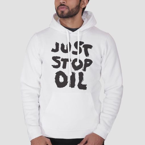 Hoodie White Support for Just Stop Oil