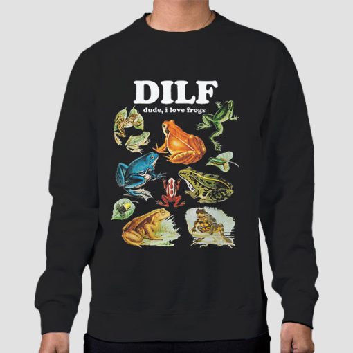 Sweatshirt Black Funny DILF Cottagecore Damn I Love Frogs