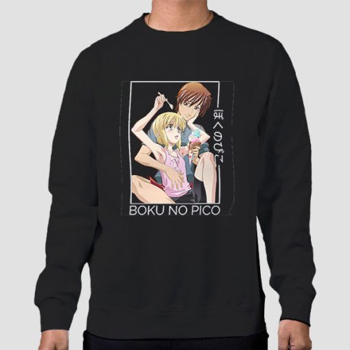 Sweatshirt Black Poster Anime Boku No Pico