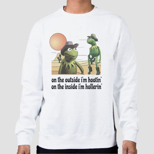 Sweatshirt White Hooting and Hollering Meme Kermit Frog