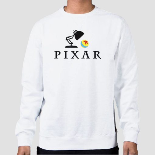 Sweatshirt White Luxo Jr Ball Logo Pixar Lamp
