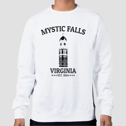 Sweatshirt White Mystic Falls in Virginia Est 1864