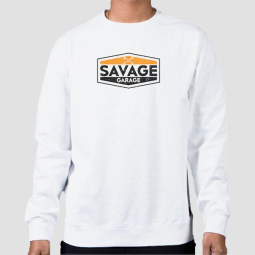 Sweatshirt White Savage Garage Classic Logo