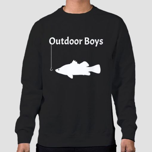 Sweatshirt Black Outdoor Boys Merch Fish Funny