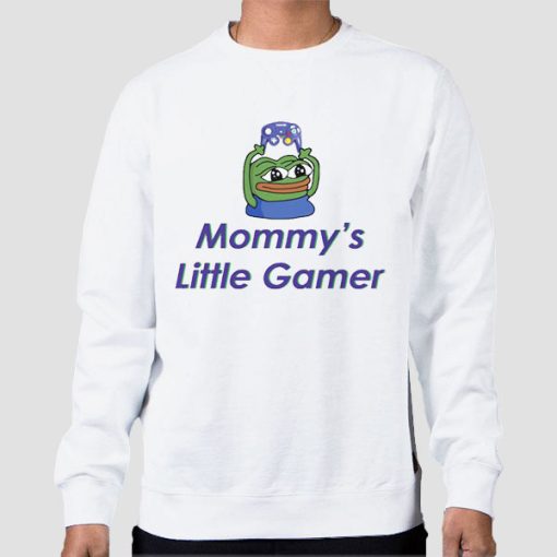 Sweatshirt White Frog Pepe Mommys Little Gamer