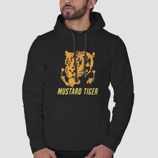 Hoodie Black Wildlife Lover Mustard Tiger