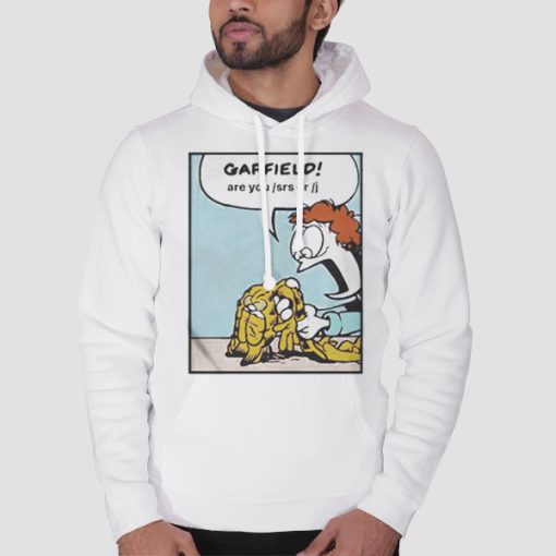 Hoodie White Funny Parody Garfield Are You Srs or J