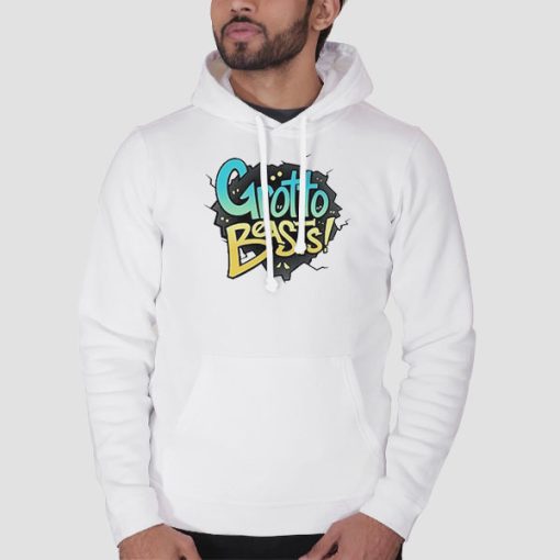 Hoodie White Grotto Beasts Funny Logo