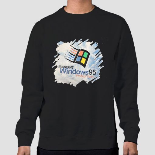 Sweatshirt Black 90s Vintage Retro Windows 95