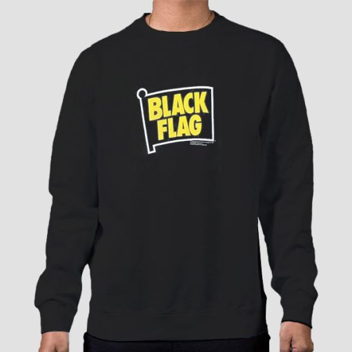 Sweatshirt Black Yellow Text Black Flag