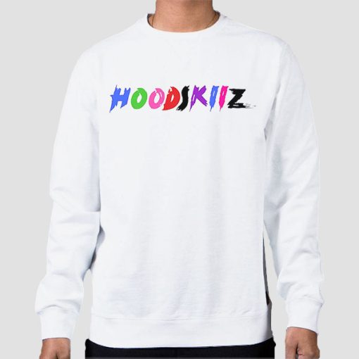 Sweatshirt White Classic Logo Hoodskiiz Merch