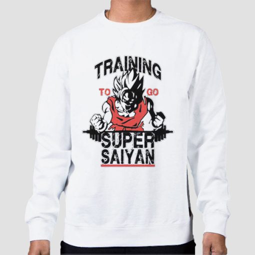 Sweatshirt White DBZ Goku Vegeta Train Saiyan