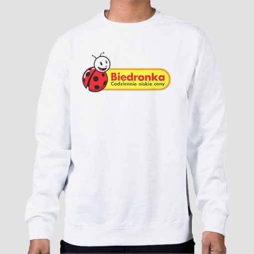 Sweatshirt White Funny Biedronka Logo