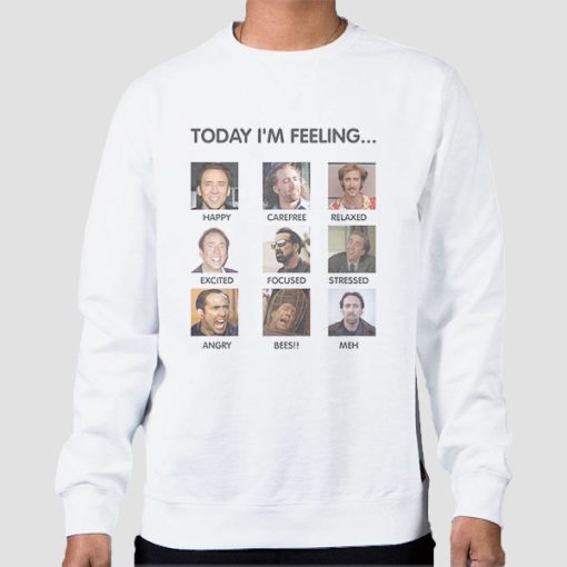 Sweatshirt White Funny Expression Face Nicolas Cage