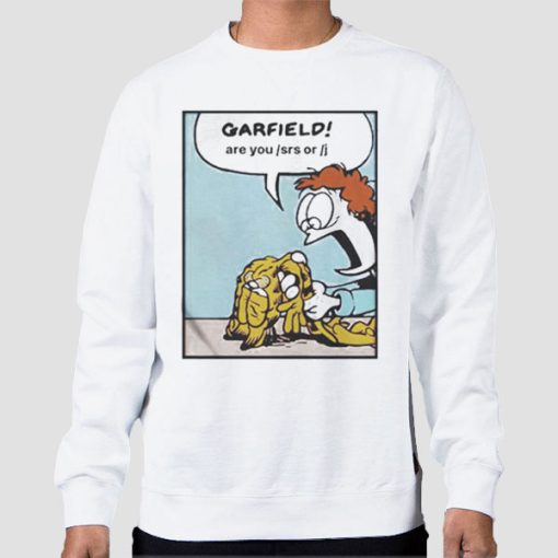 Sweatshirt White Funny Parody Garfield Are You Srs or J