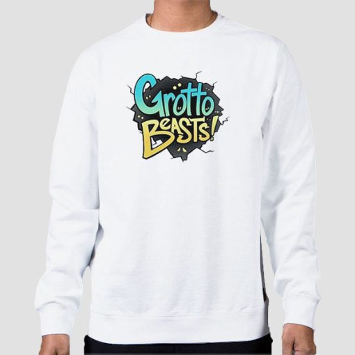 Sweatshirt White Grotto Beasts Funny Logo