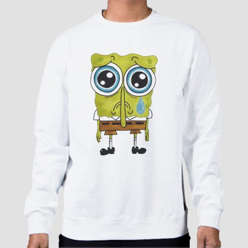 Sweatshirt White Sad Spongebob