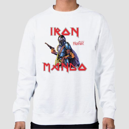 Sweatshirt White The Mandalorian Hunter Iron Mando