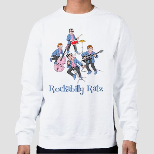 Sweatshirt White Vintage Rockabilly Ratz