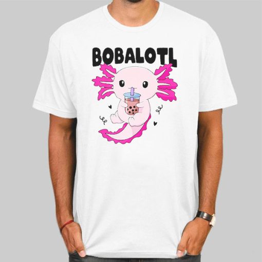 Bobalotl Kawaii Axolotl Drinking Boba Shirt