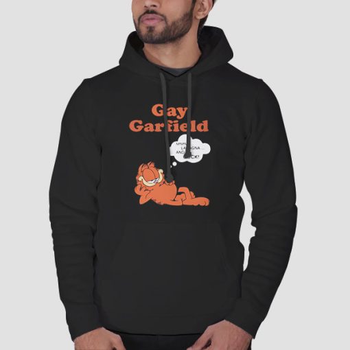 Hoodie Black Funny Meme Gay Garfield