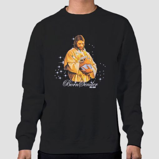 Sweatshirt Black Funny Jesus Born Sender