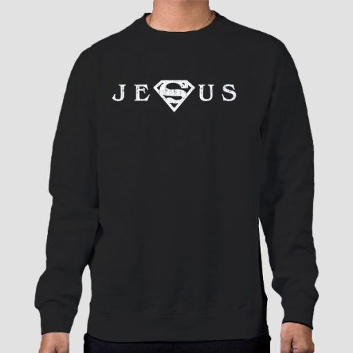 Sweatshirt Black Funny Parody Jesus Superman