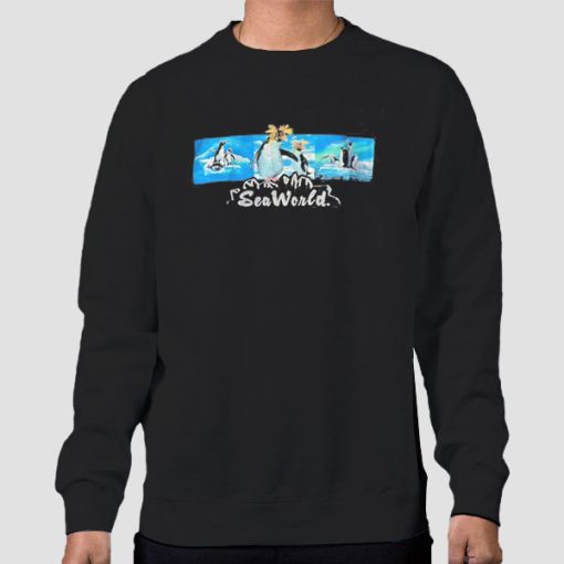 Sweatshirt Black Graphic Penguin Seaworld Slayworld