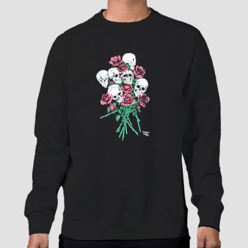 Sweatshirt Black Inspired Roses Vintage Skull