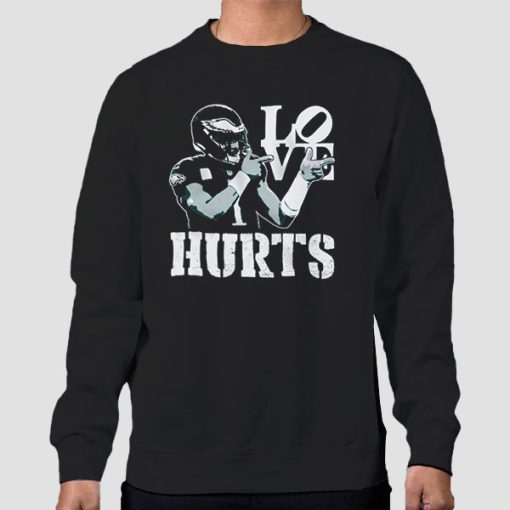 Sweatshirt Black Philadelphia Eagles Loves Jalen Hurts