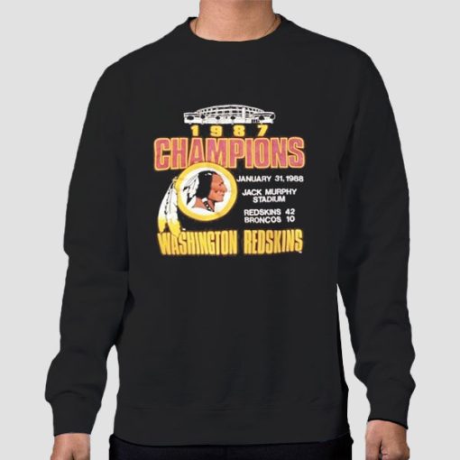 Sweatshirt Black Vintage 1988 Washington Redskins