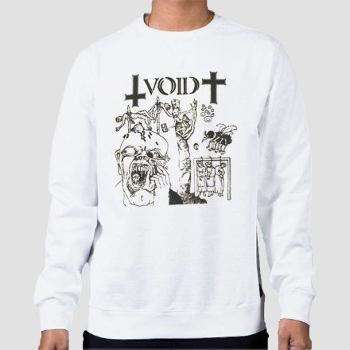 Sweatshirt White 80's Vintage Punk Void Hardcore