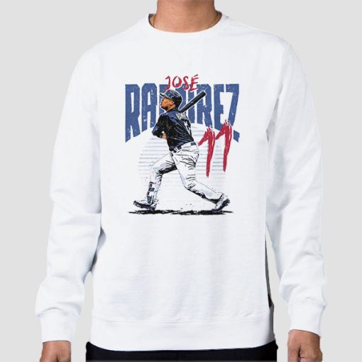 Sweatshirt White Vintage Rise Cleveland Indians Baseball Jose Ramirez