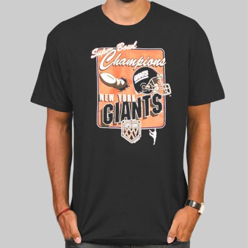 T Shirt Black Super Bowl XXV Vintage Ny Giants