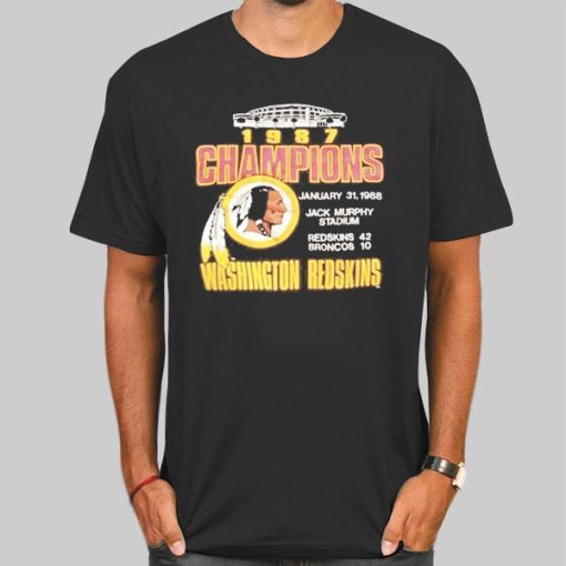 T Shirt Black Vintage 1988 Washington Redskins