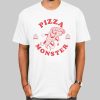Funny Pizza Monster Men's Back Print T Shirt